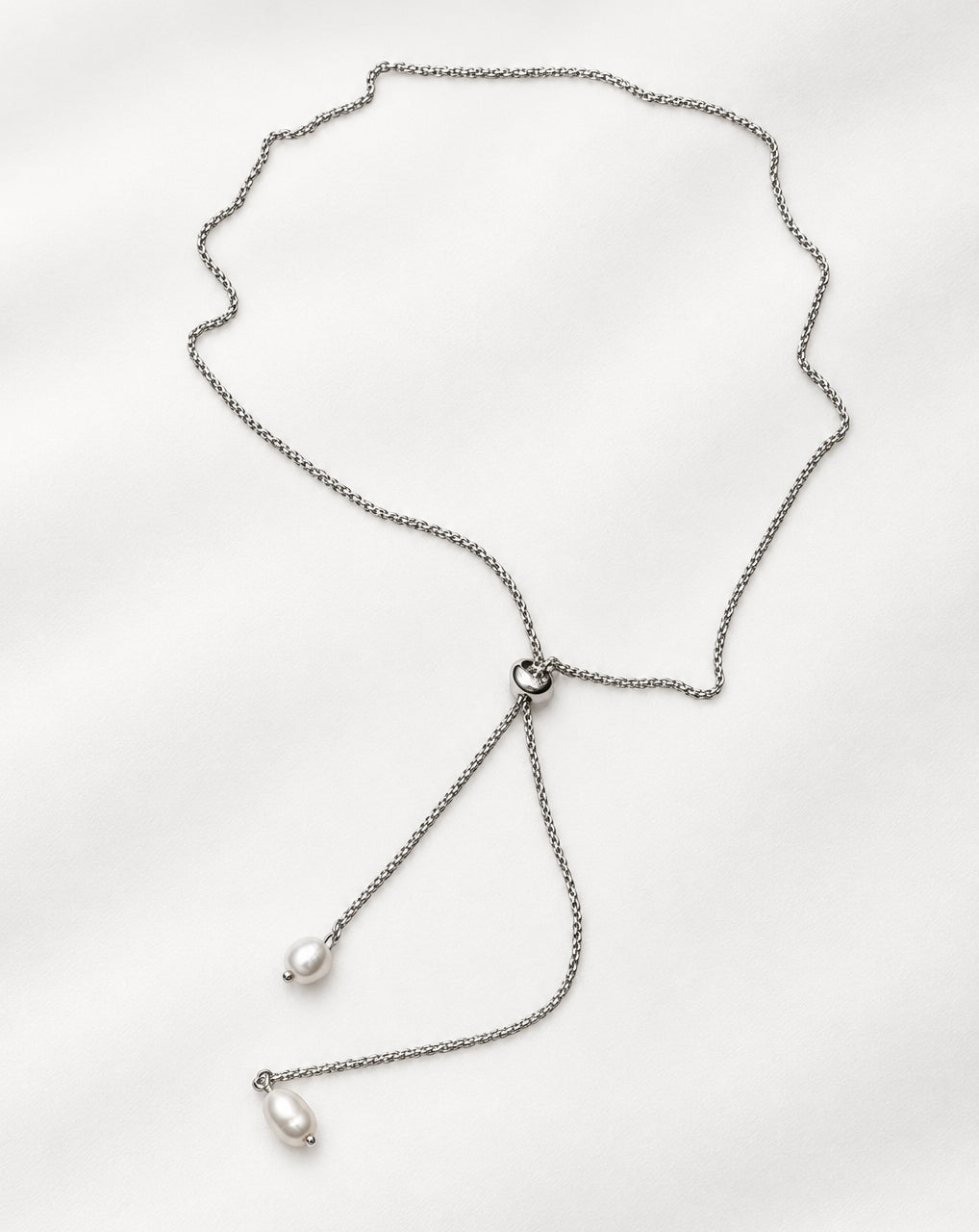 Pearl Slide Necklace | Silver