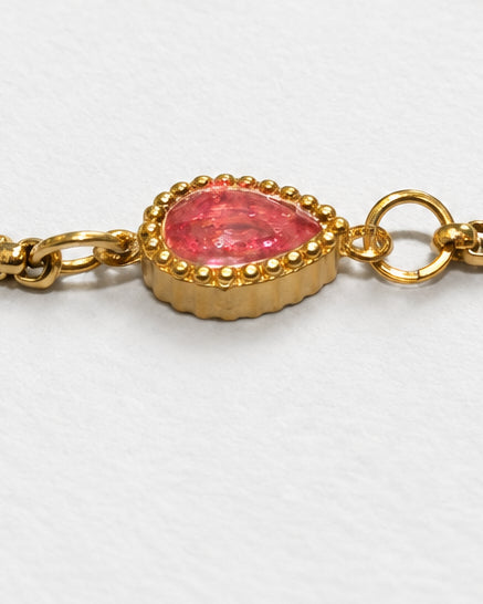 Dainty Zircon Dark Pink Slide Bracelet | Gold