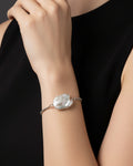 Rectangle Freshwater Pearl Slide Bracelet | Silver
