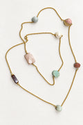 Luxe Multistone Long Necklace | Gold