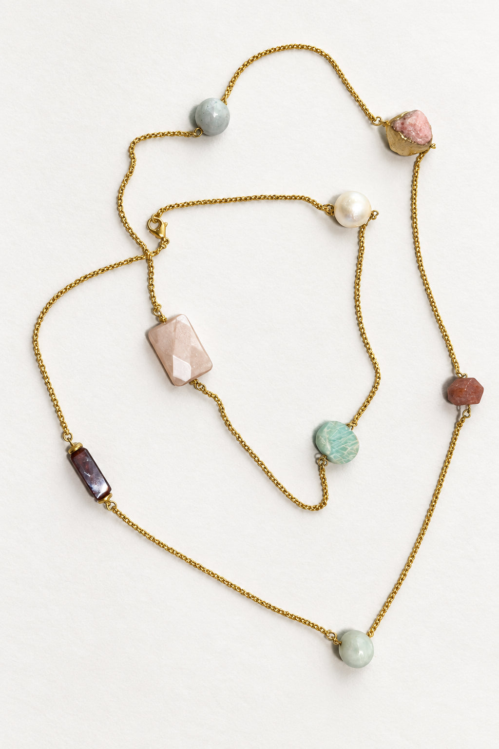 Luxe Multistone Long Necklace | Gold