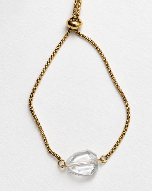 Clear Quartz Faceted Slide Bracelet | Gold