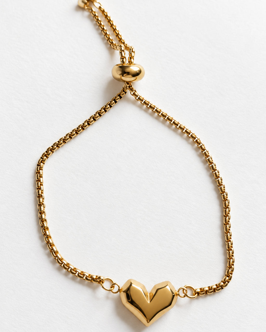 Solid Heart Link Slide Bracelet | Gold