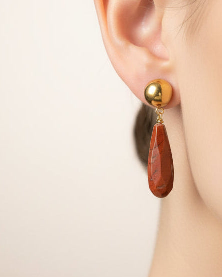 Red Jasper Teardrop Earring | Gold