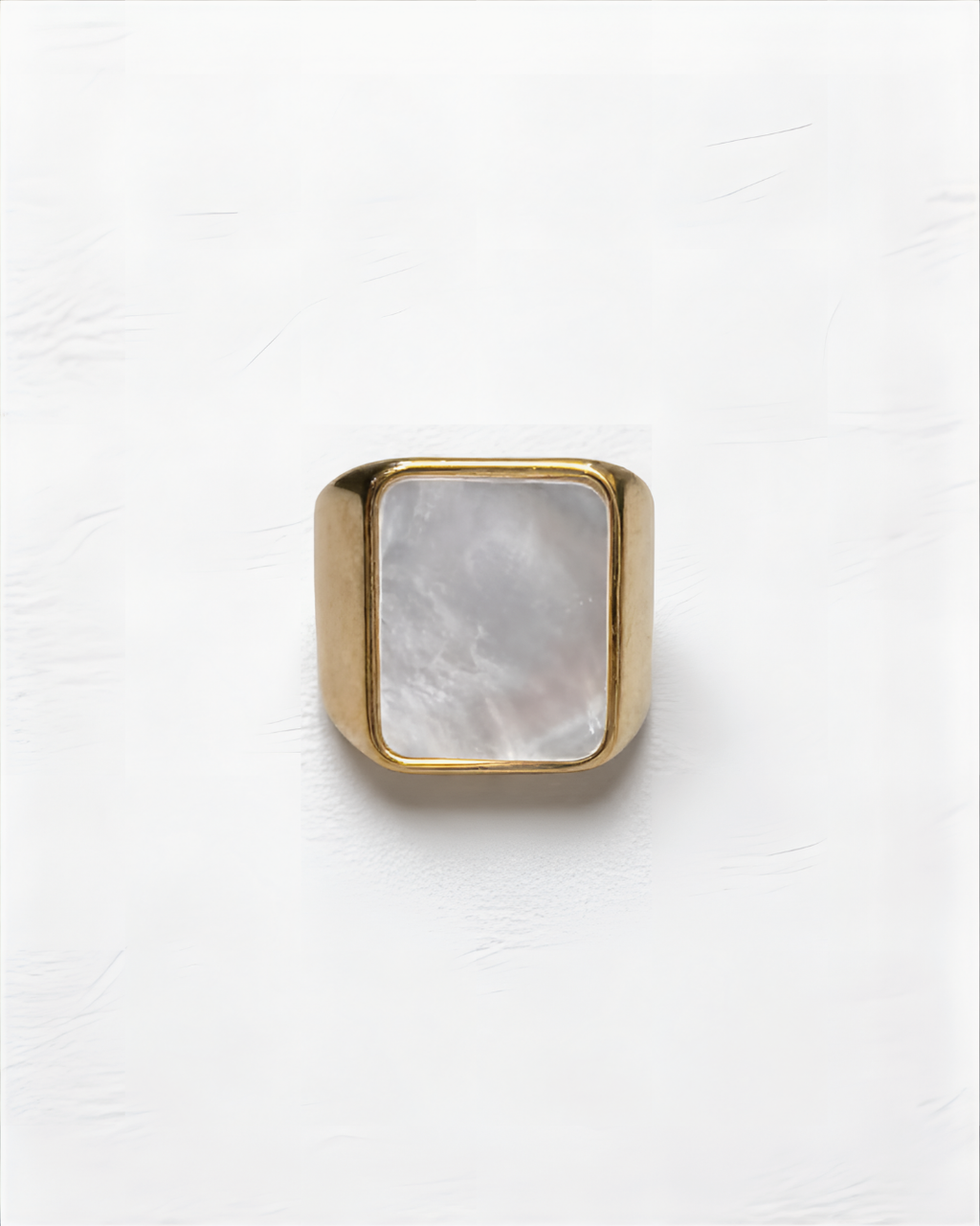Mother of Pearl Rectangle Statement Ring | Gold