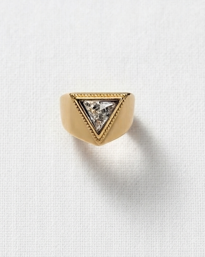 Triangle Zircon Ring | Gold
