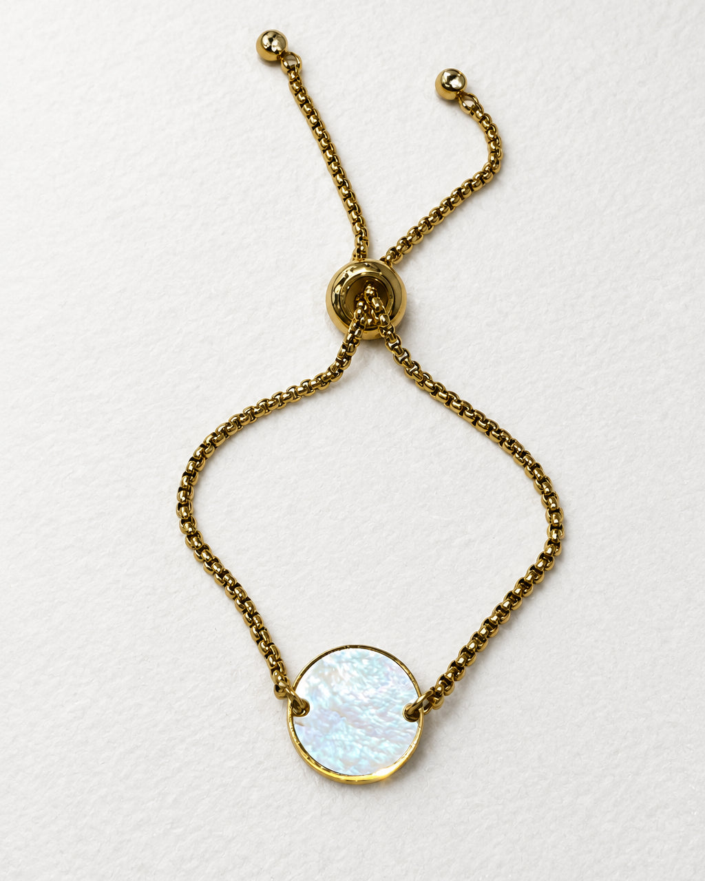 Mirror Mother of Pearl Slide Bracelet| Gold