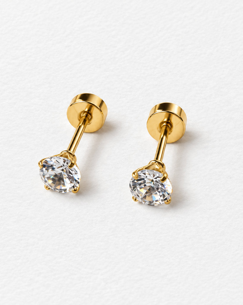 Flatback Clear Zircon | Gold