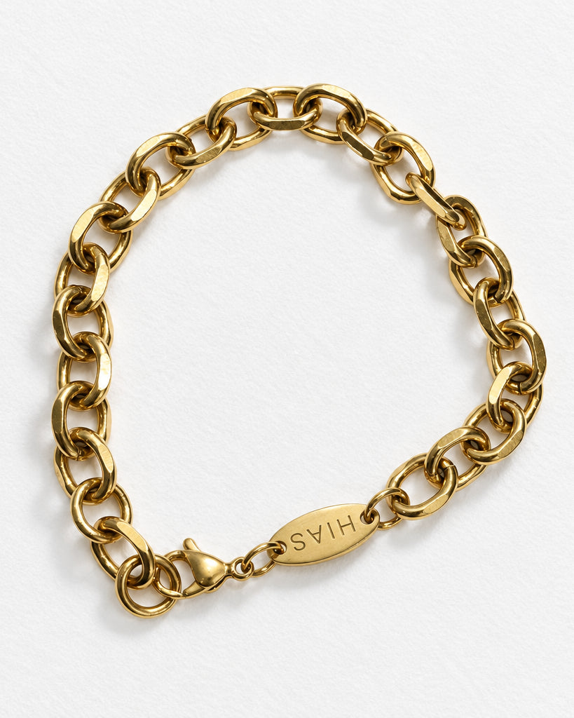 Plain Faceted Link Bracelet | Gold