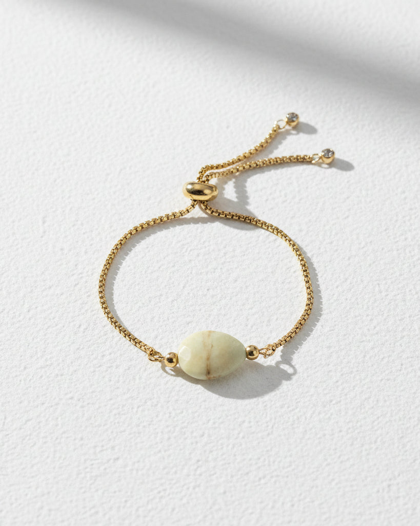 Flower Amazonite Slide Bracelet | Gold