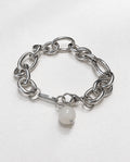 Chunky Chain Bracelet with White Jade | Silver