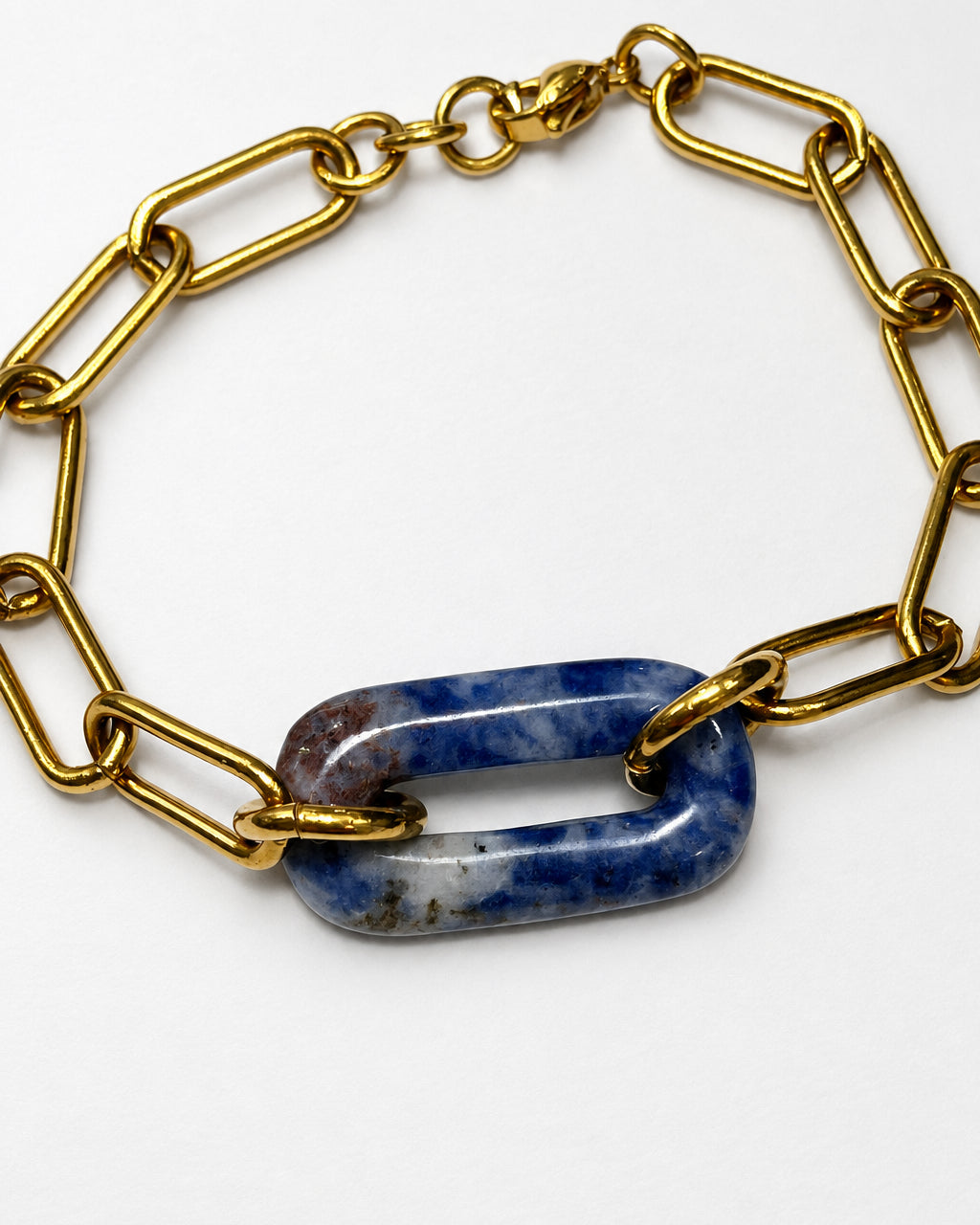 Sodalite Oval Link Bracelet | Gold