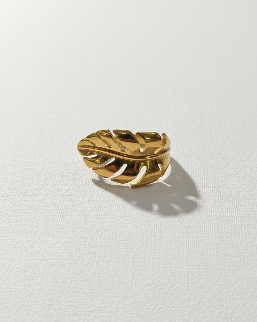 Leaf Motif Adjustable Ring | Gold