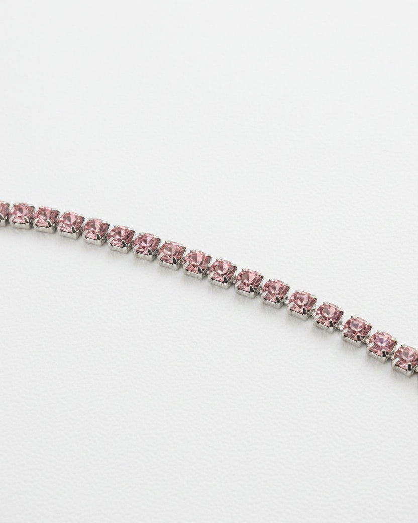 Dainty Embun Light Pink Diamante Bracelet | Silver