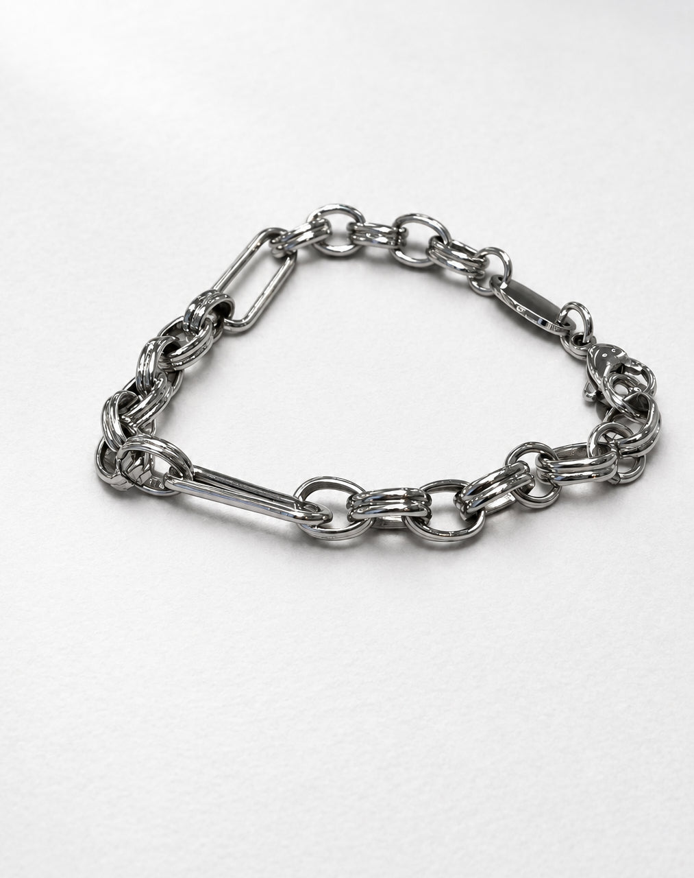 Plain Textured Paperclip Bracelet | Silver