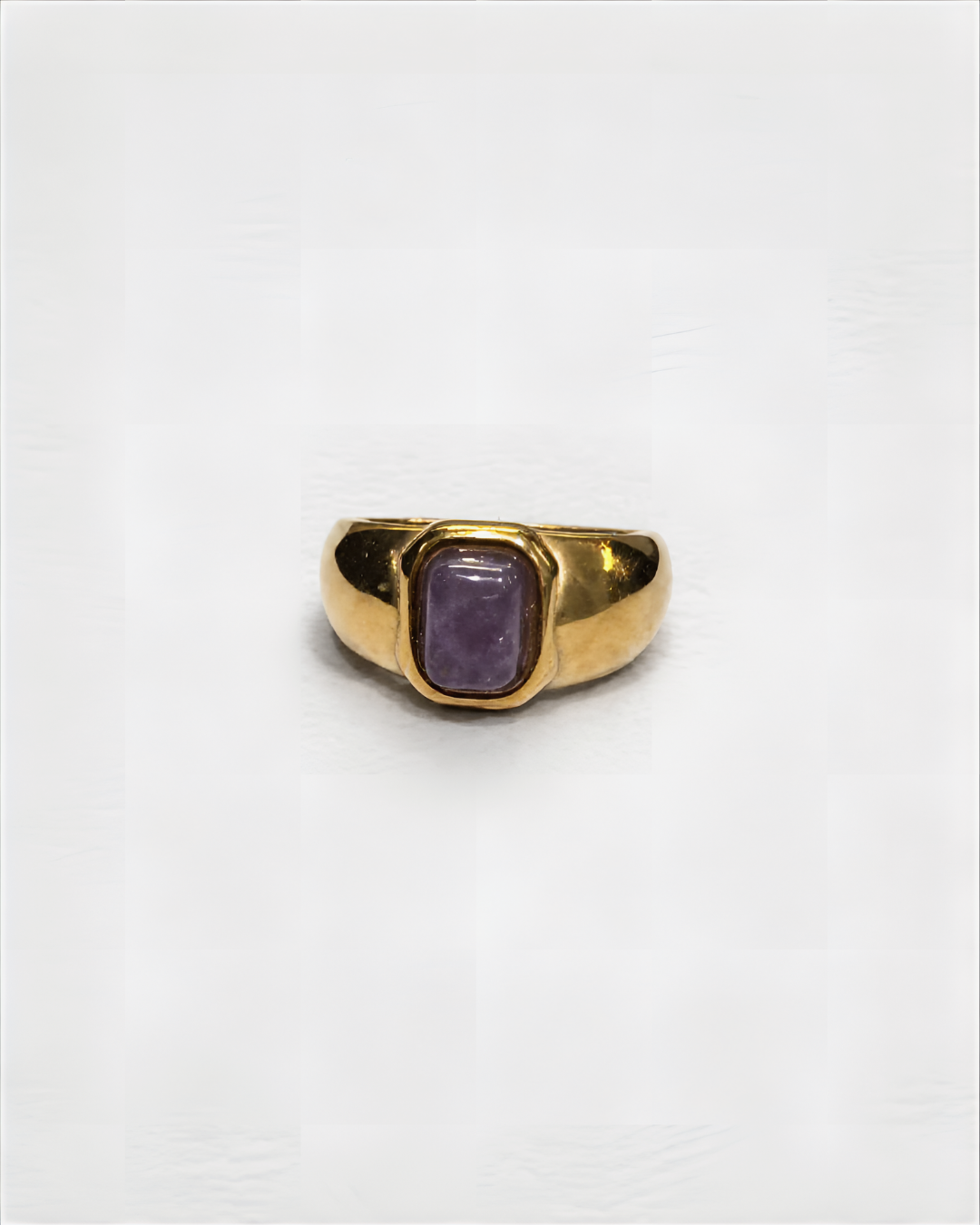 Rectangle Amethyst Signet Ring |Gold