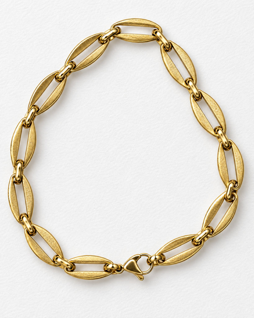 Plain Thick Link Bracelet | Gold