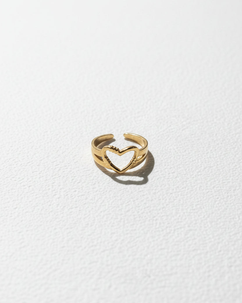 Dainty Heart Adjustable Ring | Gold