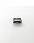Black Enamel Dual Ring | Silver