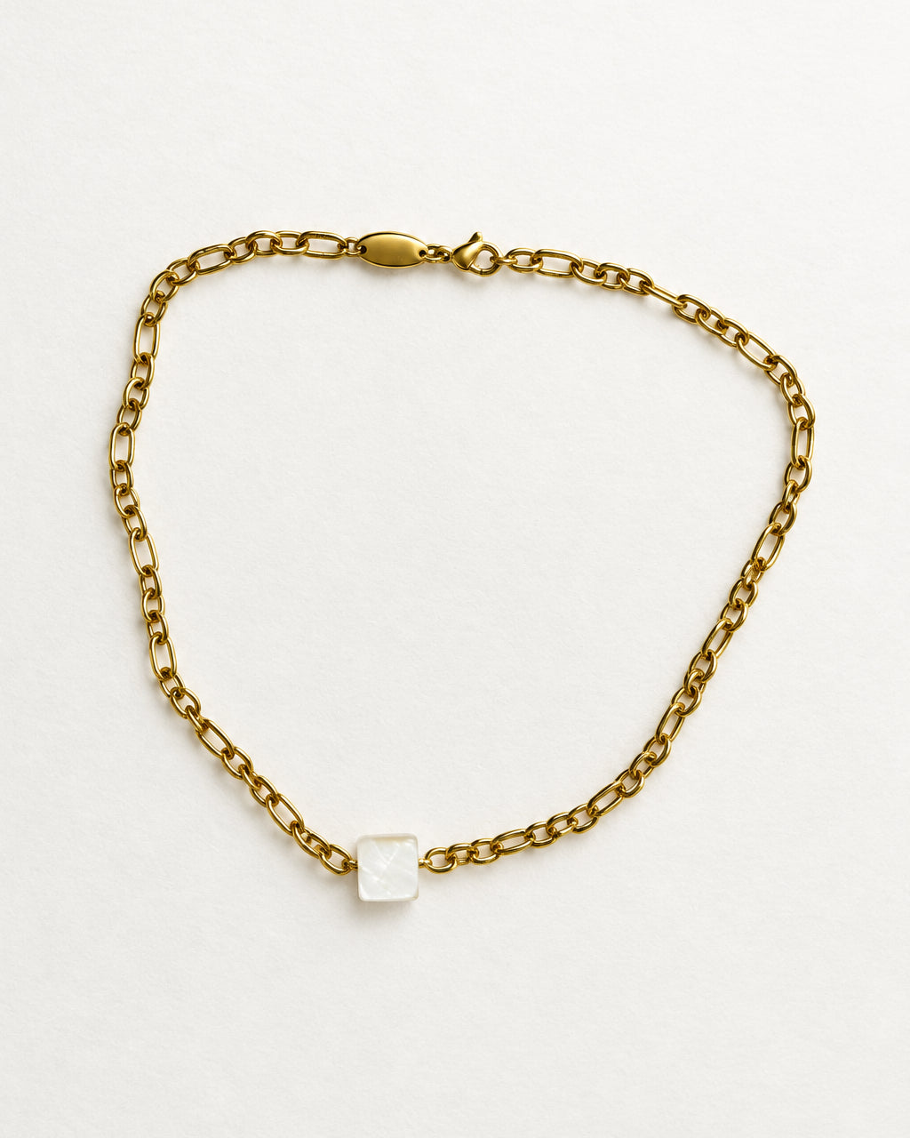 Mother of Pearl Square Necklace | Gold