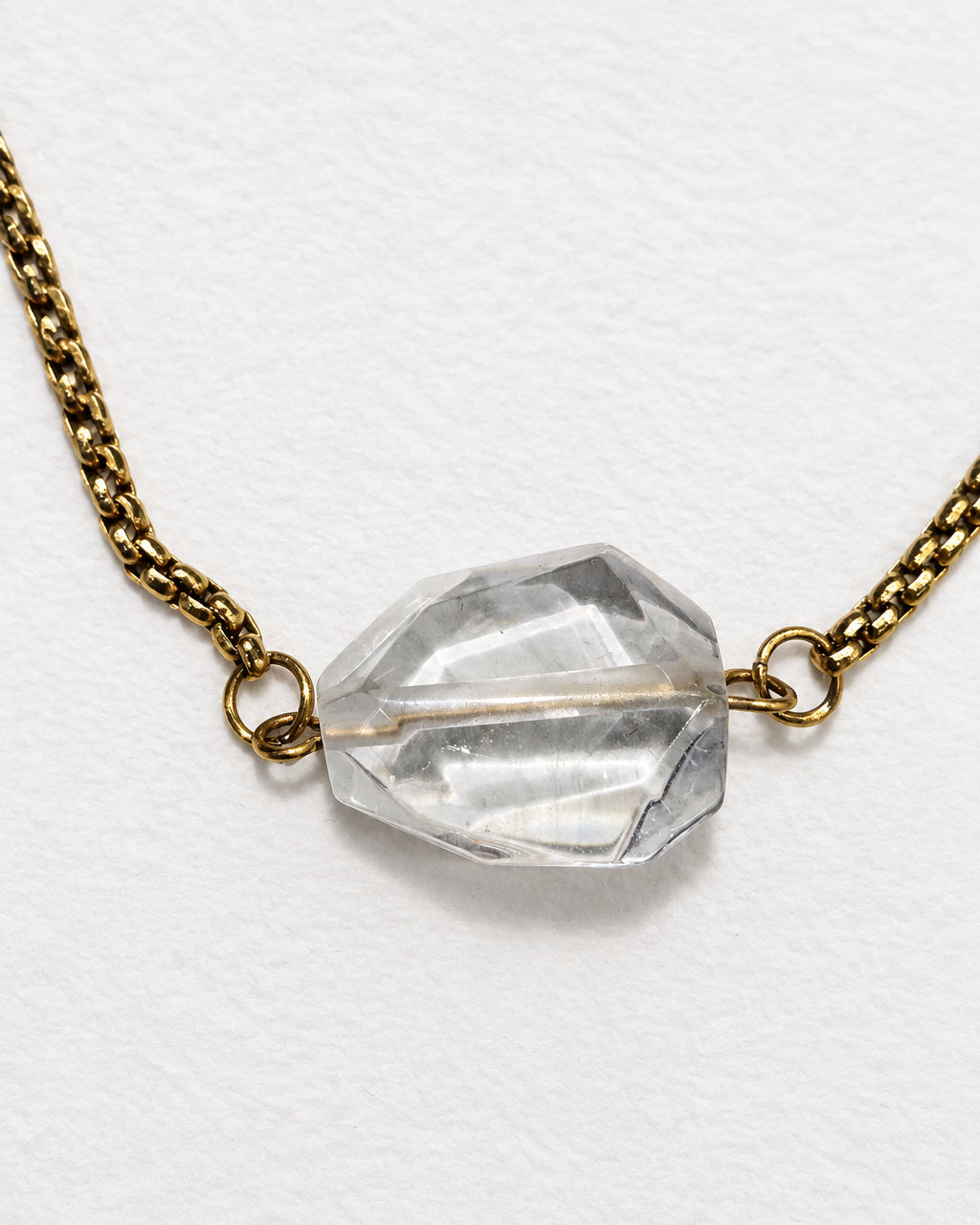 Clear Quartz Faceted Slide Bracelet | Gold