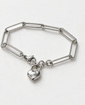 Thin Elongated Paperclip Chain Bracelet | Silver