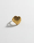 Lined Heart Adjustable Ring | Gold