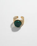 Green Agate Adjustable Ring | Gold