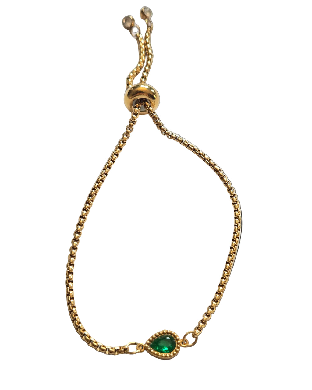 Dainty Zircon Green Slide Bracelet | Gold