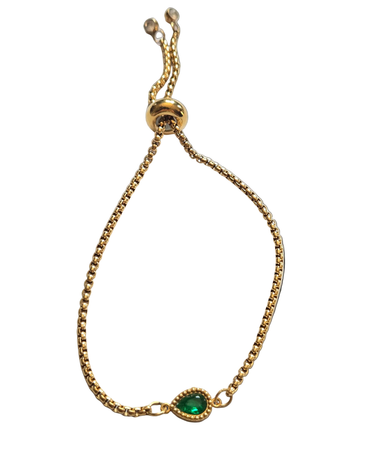 Dainty Zircon Green Slide Bracelet | Gold