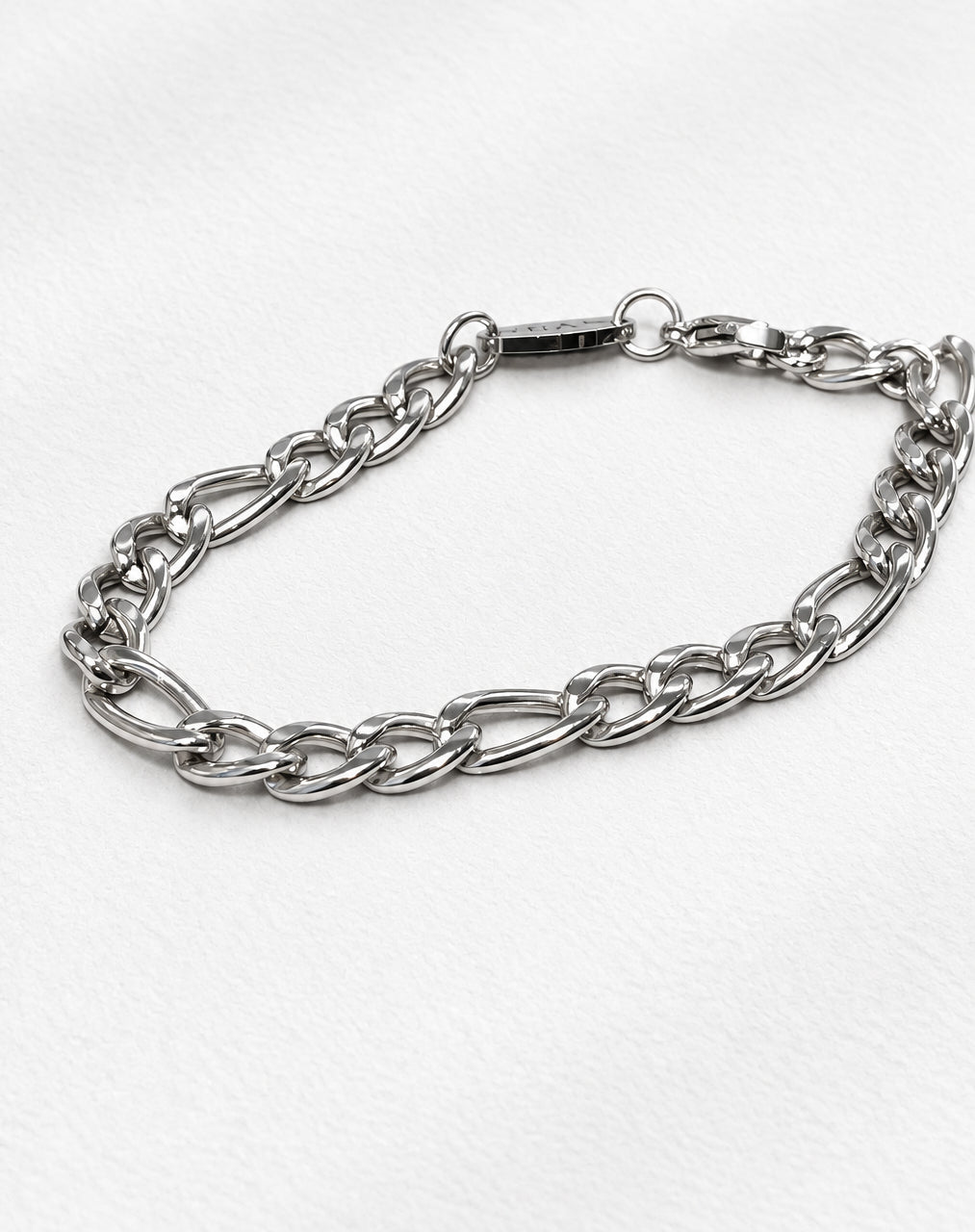 Plain Figaro Chain Bracelet | Silver