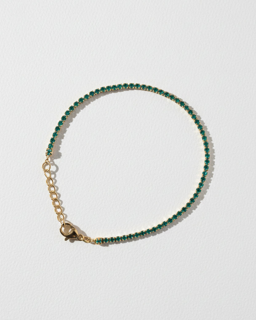 Dainty Embun Green Diamante Bracelet | Gold