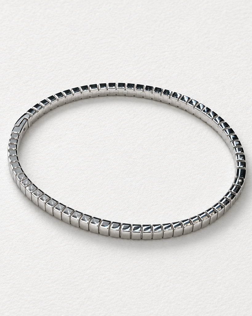 Plain Rectangle Bangle | Silver
