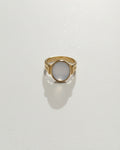 Mother of Pearl Oval Lined Signet Ring | Gold