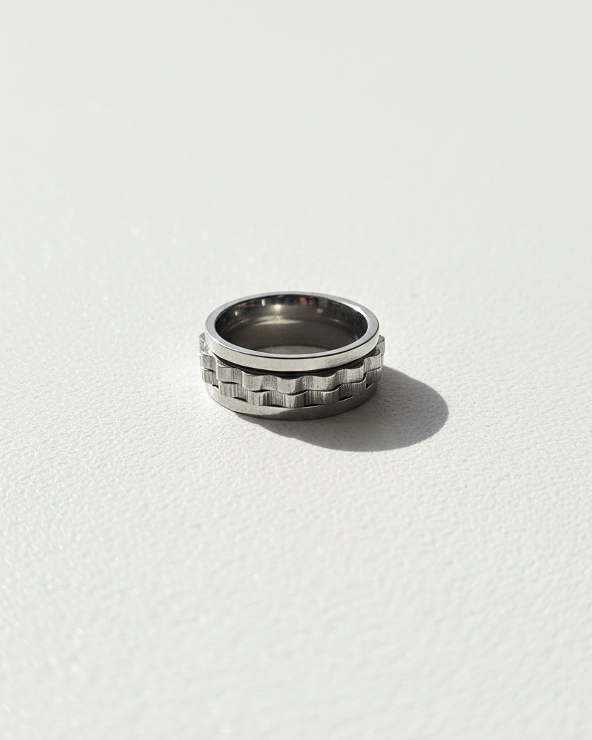 Dual Gear Spin Ring | Silver