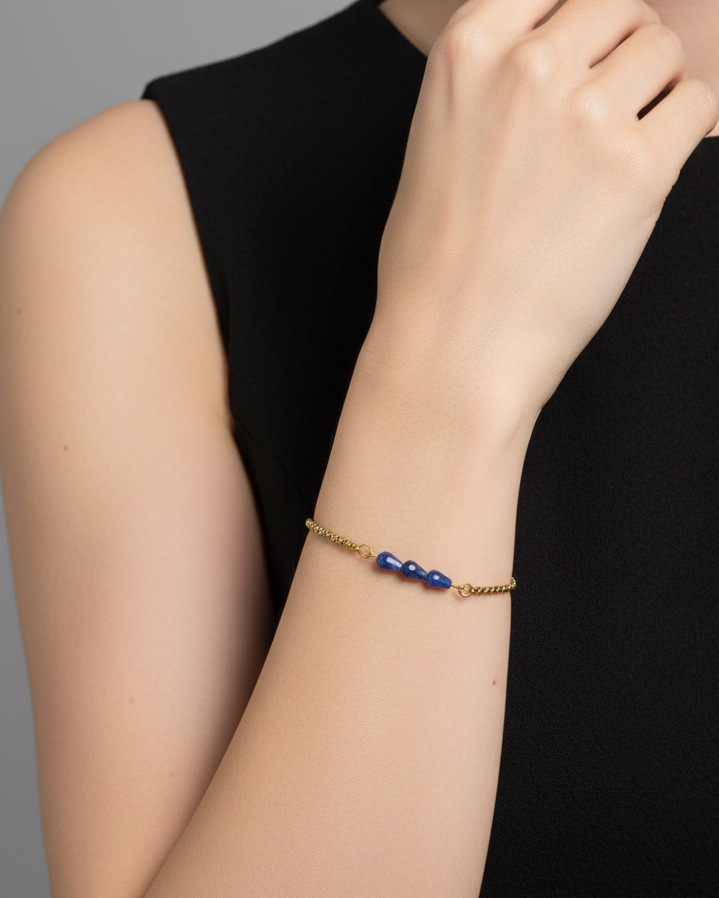 Teardrop Bar Sodalite Slide Bracelet | Gold